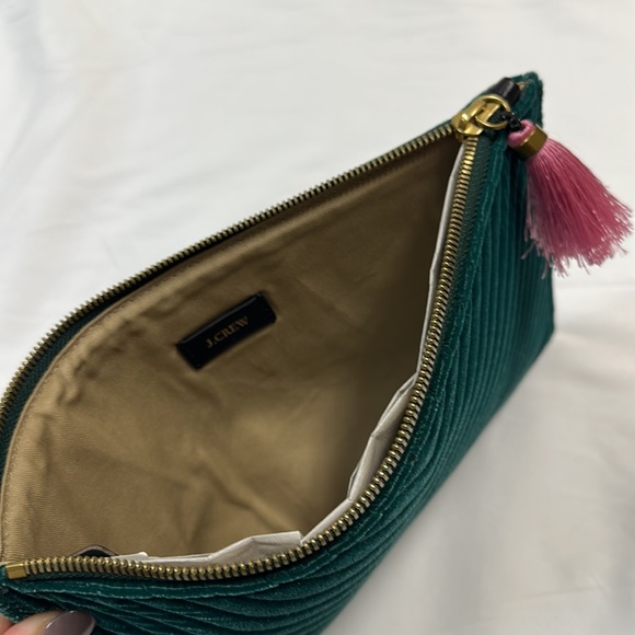 NEW J. Crew Velvet Zip Pouch, Accessory Bag, Clutch Handbag, with Tassel Zipper - Picture 4 of 4